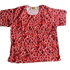 Black Star Women's Scrub Top Size XL Hearts Design Valentines Love Medical New
